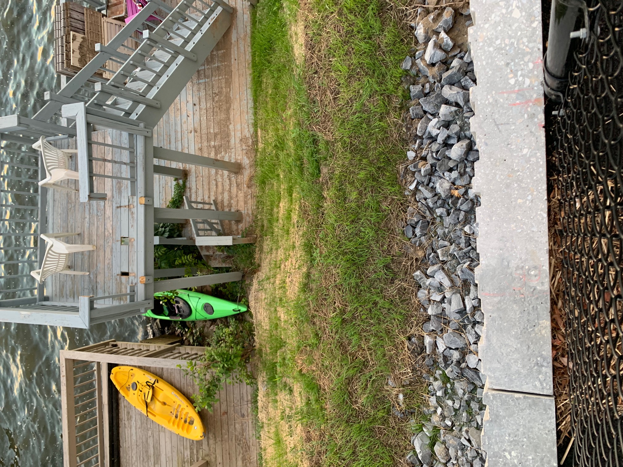 12-foot retaining wall blocking lake access